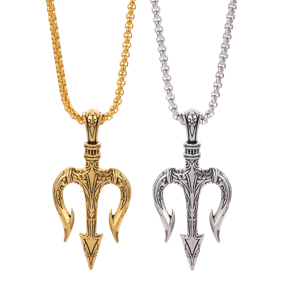 Men Accessories Neck Chain - Punk Vintage Neptune Drietand Hanger Kettingen