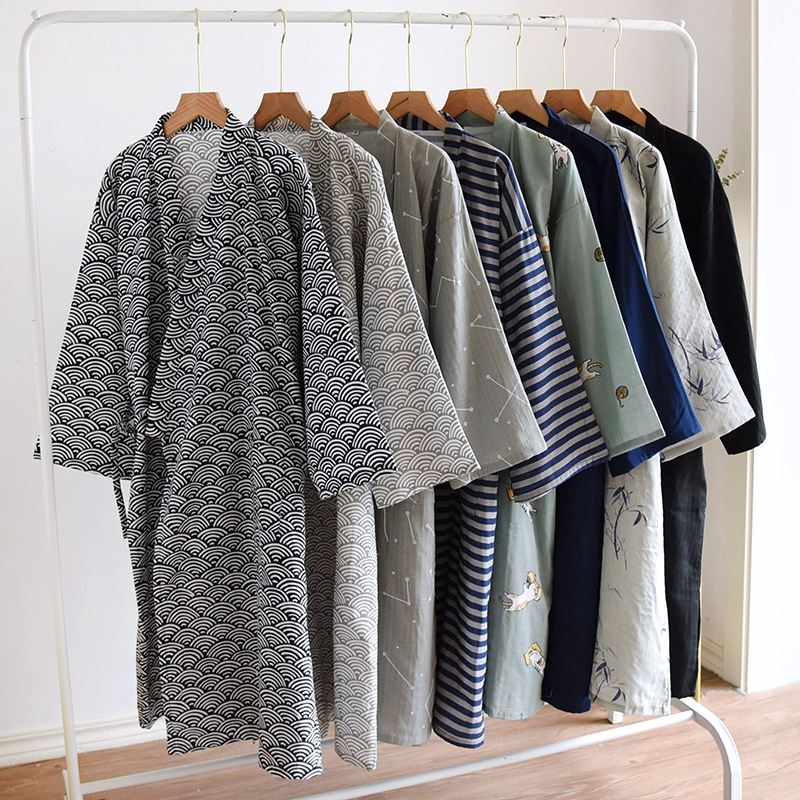 Men'S Kimono Accessories - Japanse Puur Katoen Gaas Badjas Heren